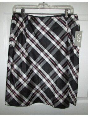 ANNE KLEIN Plaid Silk A-Line Skirt - Sz 10 - NEW